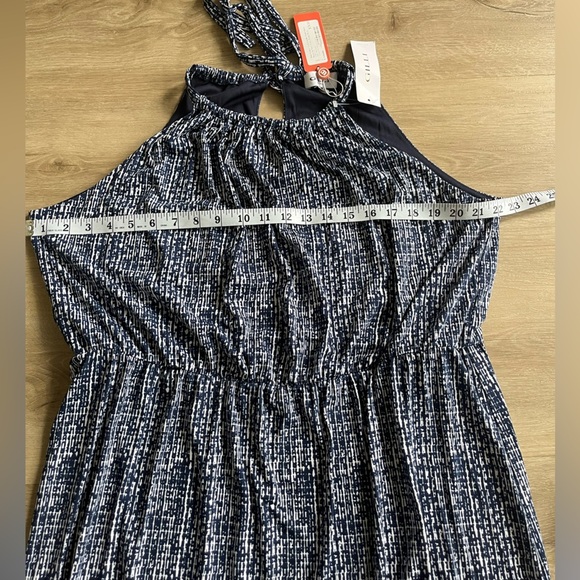GILLI Navy Blue Geometric Pattern maxi dress Side Slit Plus SZ 2X NWT - Picture 3 of 7
